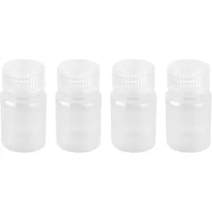 4 Pcs 1oz(30ml) Transparent Leakproof Plastic Bottles with Caps, Multipurpose Laboratory Grade Containers for Liquid Samples, Ideal for Travel Use