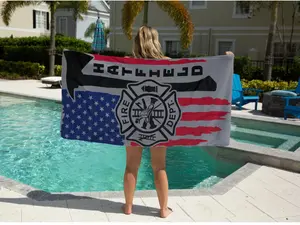 Personalized Fire Flag Beach Towel for Men or Women Firefighter Gift Ideas for Father's Day Gifts Firemen Flag with Name