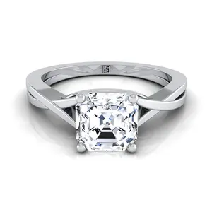 The Priscilla Twisted Solitaire Engagement Ring Setting for Asscher Diamonds in Platinum