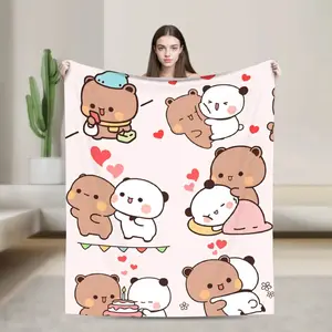 Bubu & Dudu Collage Flannel Throw Blanket – Soft Cozy Cartoon Blanket for Sofa Bed Travel Home Decor