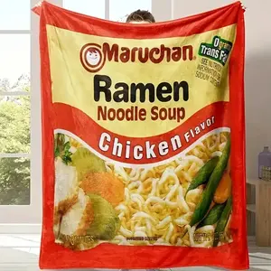 Comfortable Maruchan ramen soup design, luxurious flannel throw blanket, 280gsm fabric, suitable for home, bedroom, sofa, travel, home use, high-end gift, perfect for gifting!