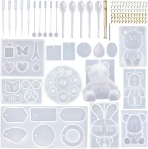 132 count   Molds DIY  Casting Kit Contains 4 Bears 3D Bear   Paw Mold Necklace Pendant Time  Eiffel Tower