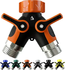 Two Way Garden Hose Splitter Heavy Duty Metal Connector Solid Double Y Shut Off Valve for Outdoor Gardening Hoses