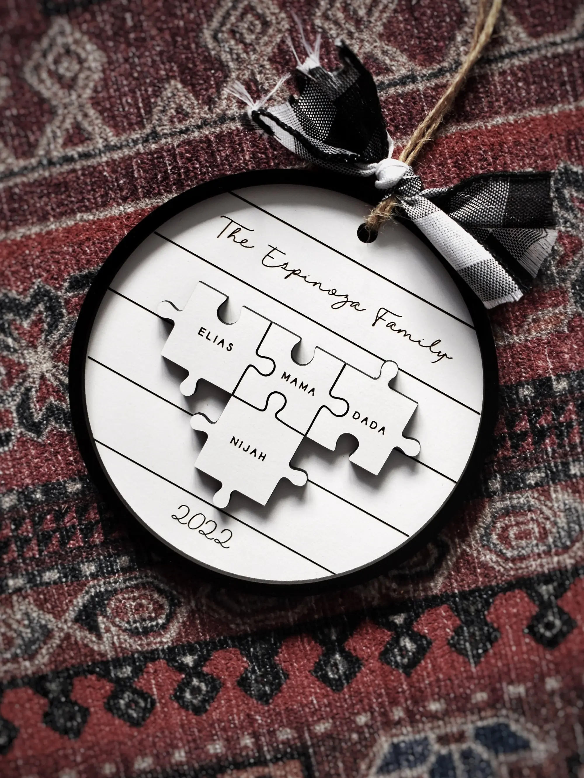 Pieces of our Family | Personalized Christmas Ornament Gift for Family | Holiday Custom Ornament | Family Year Ornament Custom Puzzle