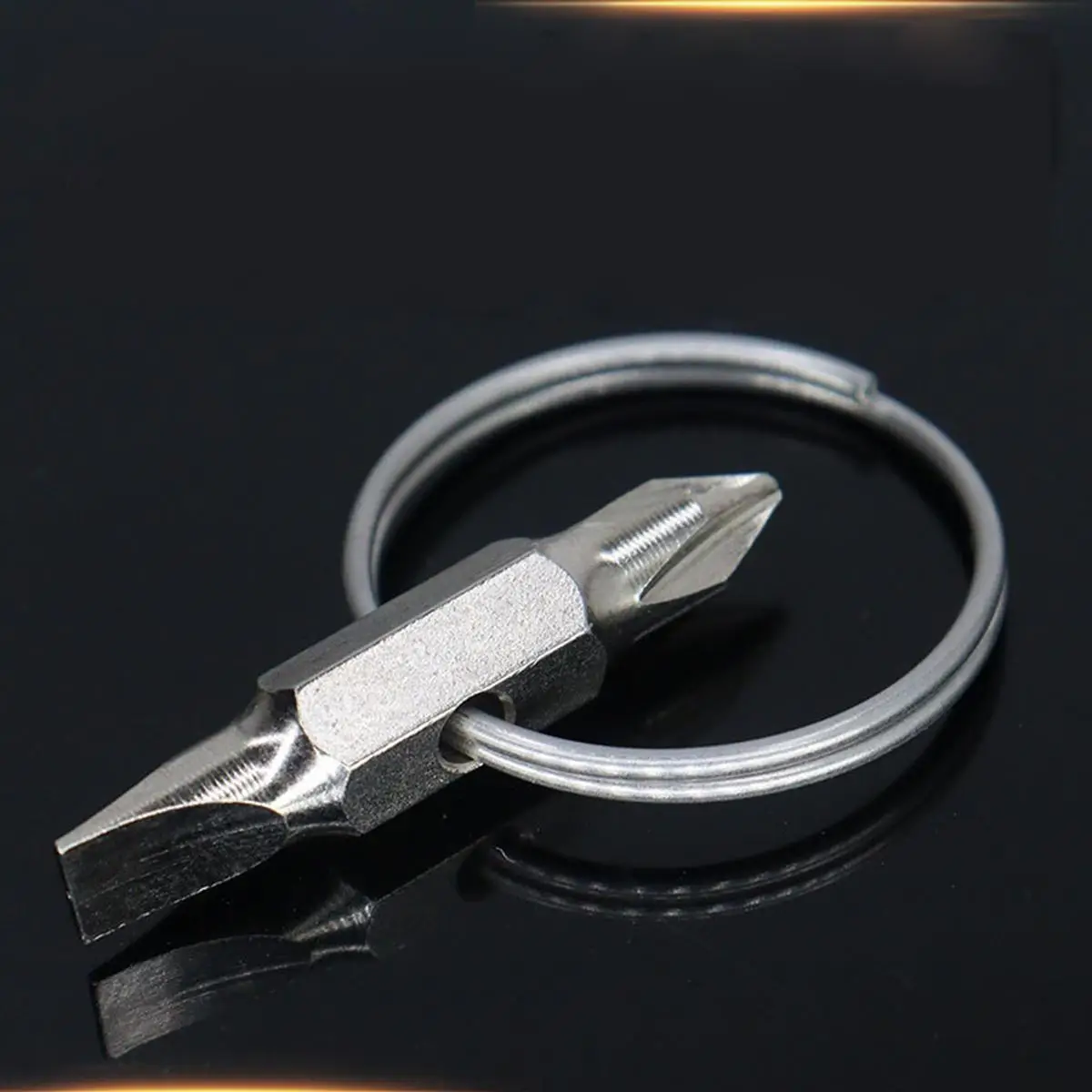 Double Head Keychain with Phillips and Flat Head, Multipurpose Keychain with Double Head Key, 1 Count Multifunctional Keychain for Car Key, Home Key,