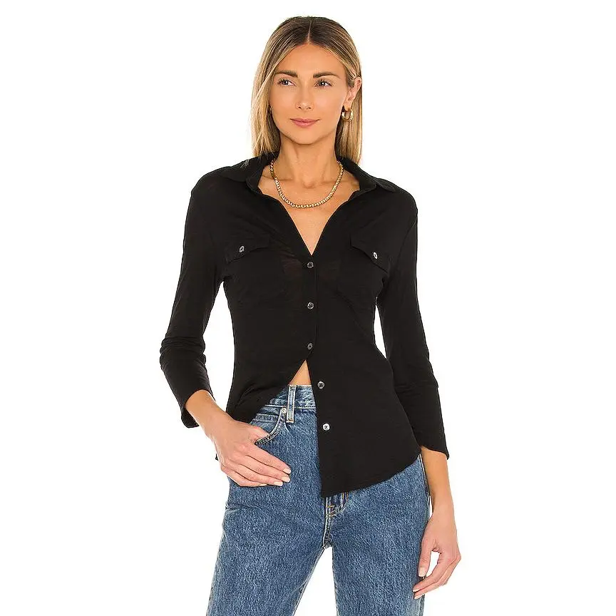 James Perse Contrast Panel Shirt in Carbon