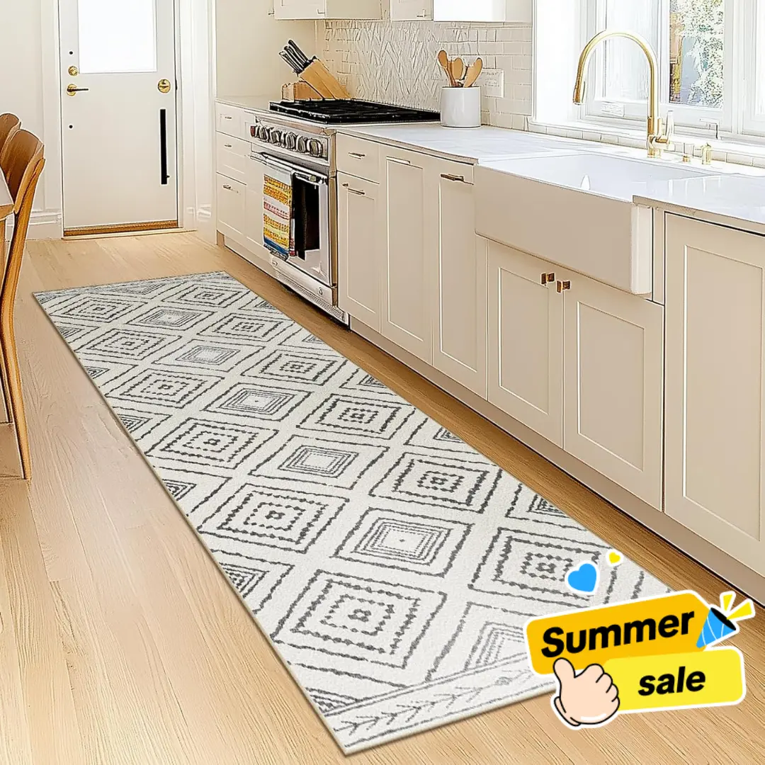 【Back to School】BESTSWEETIE Hallway Runner Rugs for Living Room, Kitchen Rugs Mat, Lightweight Mat, Washable Rug Moroccan Rugs Water Repellent Rug for Bedroom