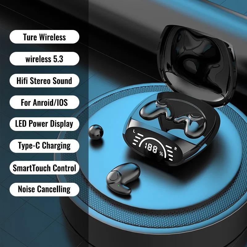 Invisible Earbuds Sleep Headphones Bluetooth 5.3 Noise Reduction Earbuds  Wireless Headsets Sport Stereo Earphones for Phone