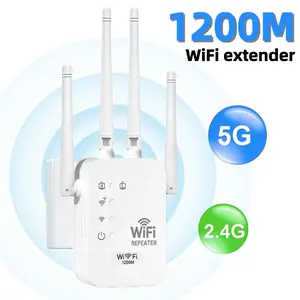 WiFi Extender with 4 Antennas,Dual Band WiFi Booster,WiFi Range Extender,1200Mbps,WiFi Extender Signal Booster,Covers Up to 12,000 Sq.ft and 100 Devices,Wireless Repeater & Ethernet Port