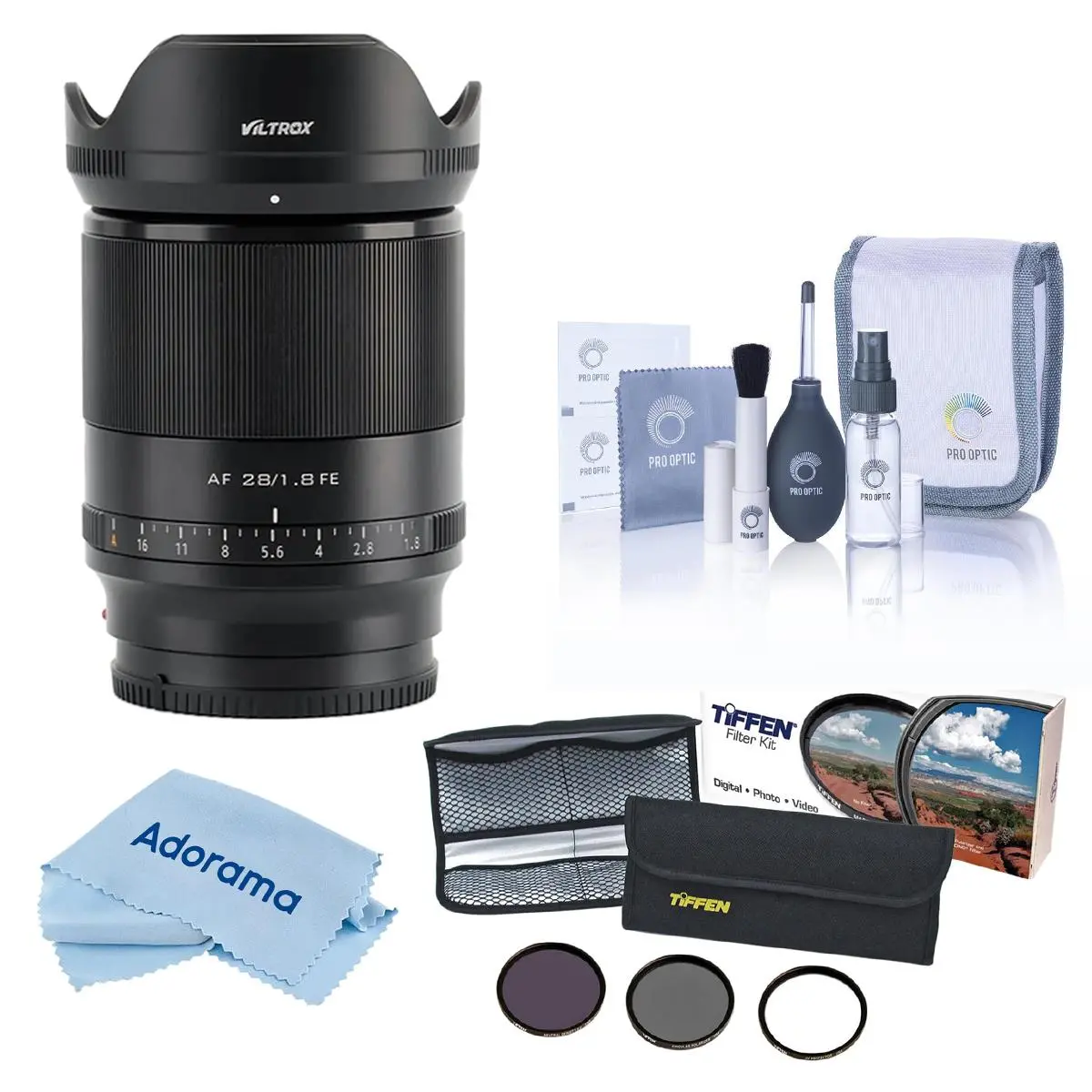 Viltrox AF 28mm f/1.8 STM Compact Camera Lens for Sony E Mount, Bundled with 55mm Essentials Filter Kit, Smooth Cleaning Kit, and Cleaning Cloth