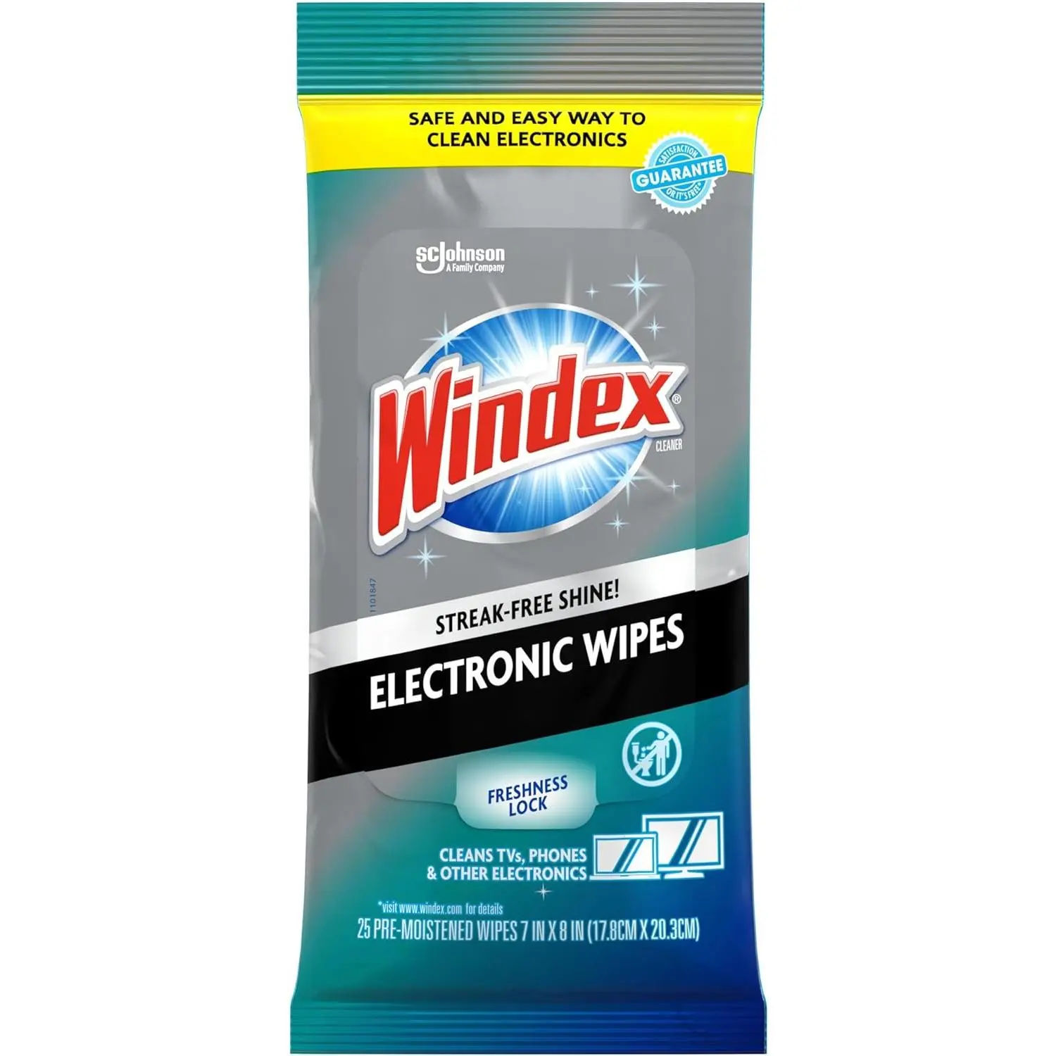 Windex Electronic Cleaning Wipes, Pre-Moistened for Cameras, Digital Cameras, Smartphones, Tablets, TVs, Resealable Freshness Lock, 25 Count, Camera, Tablet