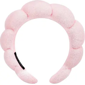 Cloud Shaped Puffy Sponge Headband for Women - Soft Pink Face Washing Headband for Comfortable Use