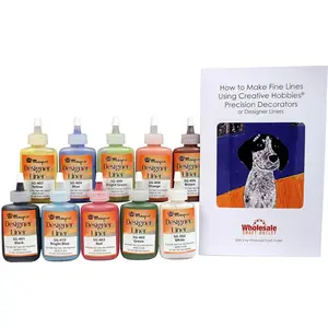 Designer Liner Ceramic Glaze Writers - 1.25 Ounce Each, Kit of All 10 Colors Plus Free Instructional Booklet
