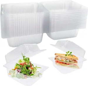 50 Count Clear Plastic Containers with Lids, Plastic Hinged Take Out Containers Clamshell Takeout Tray Food Clamshell Containers for Cake Slice, Dessert