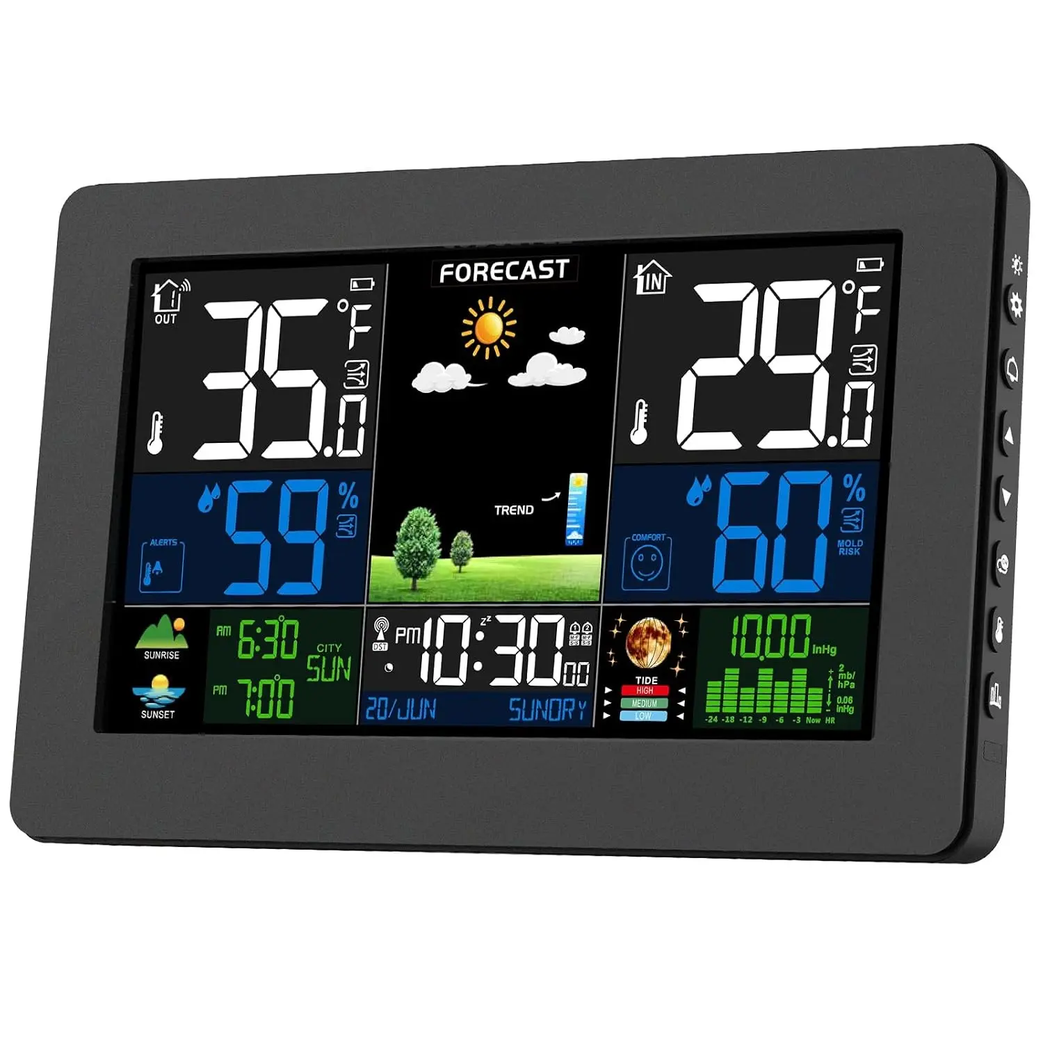 Weather Station Wireless Indoor Outdoor, Digital Thermometer with Remote Sensor, Large Display Home Weather Stations with Weather Forecast, Atomic Clock, Barometric Pressure, Moon Phase