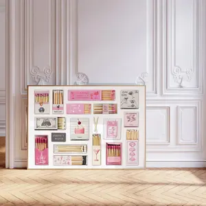 Vintage Matchbox Wall Art - Pink Retro Matchbook Print,  Poster Unframed - 5 size, 8x12 to 27x40