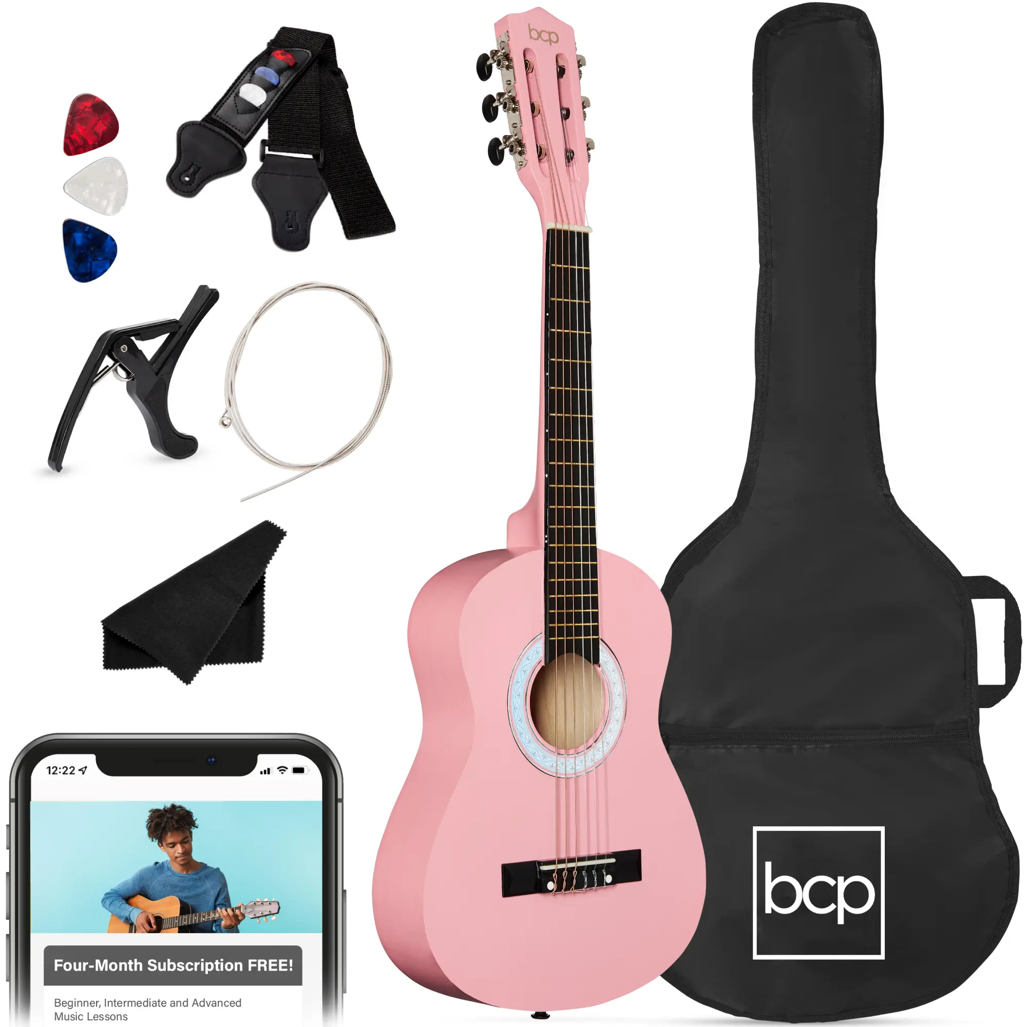 Best Choice Products 38in Beginner Acoustic Guitar Starter Kit w/ Gig Bag, Strap, Extra Strings Best Choice Products 38in Beginner Acoustic Guitar Starter Kit w/ Gig Bag, Strap, Extra Strings