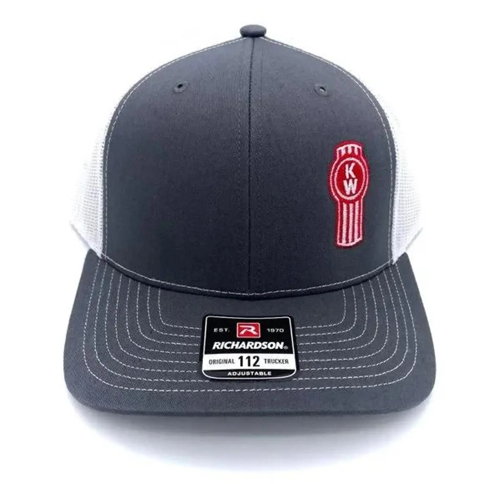 Kenworth Richardson 112 Trucker Hat, Charcoal White Snapback Cap, Embroidered Logo, Adjustable Mesh Hat, Classic Trucker Style, Men Hat 2026