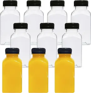 10 count 8oz Plastic Juice Bottles, Juice Containers with , Clear Bulk Beverage Containers for Juicing, Smoothie and Homemade Beverages.