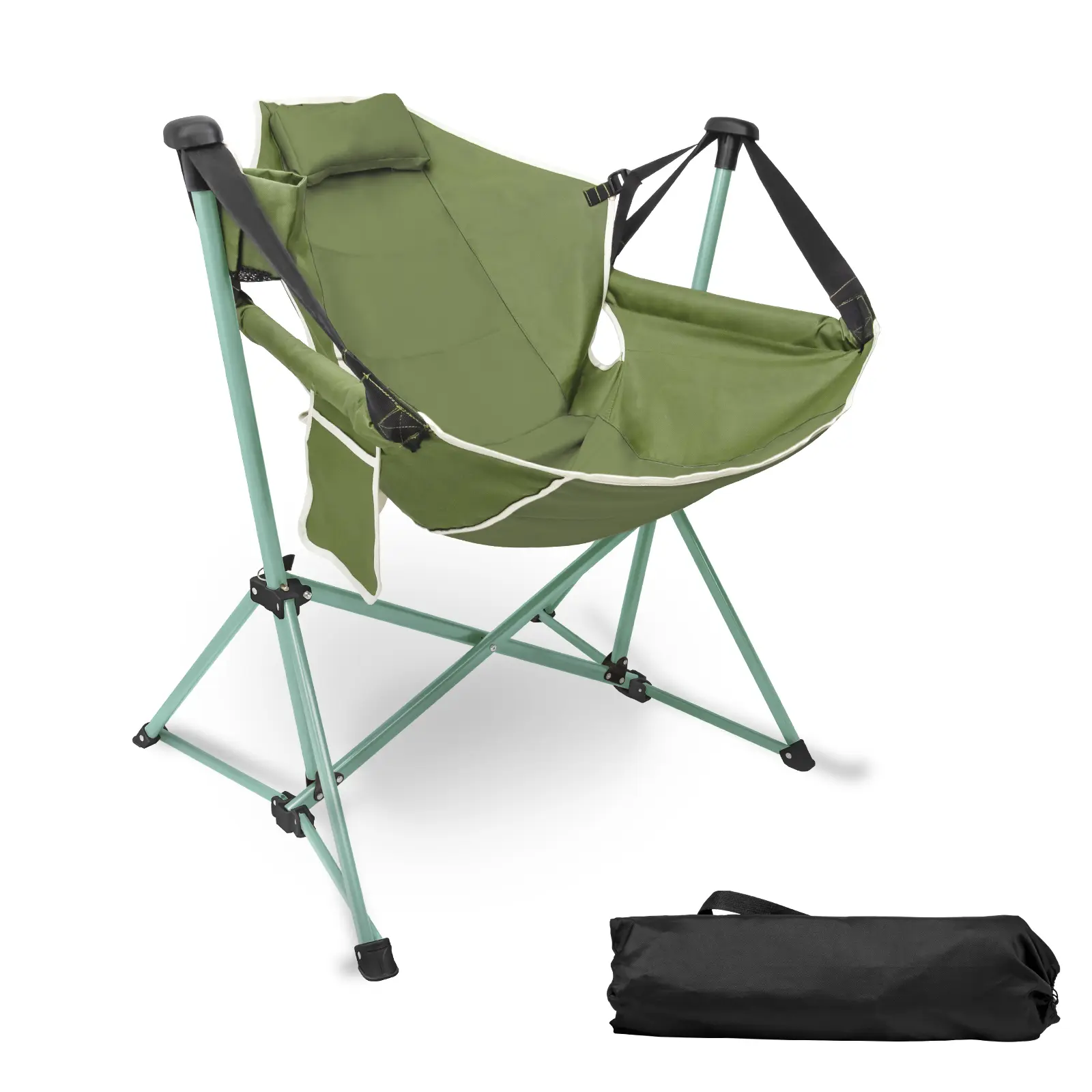 Folding Camping Chair Portable Rocking Chair Collapsible Outdoor Sturdy Stable Heavy Duty Construction Quick Setup
