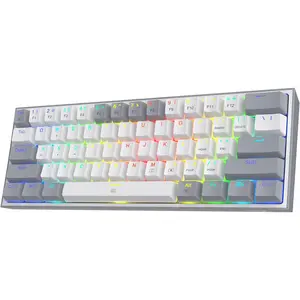 Redragon K617 Fizz 60% Wired RGB Gaming Keyboard, 61 Keys Hot-Swap Compact Mechanical Keyboard W/White and Grey Color Keycaps, Linear Red Switch, Pro Driver/Software Supported