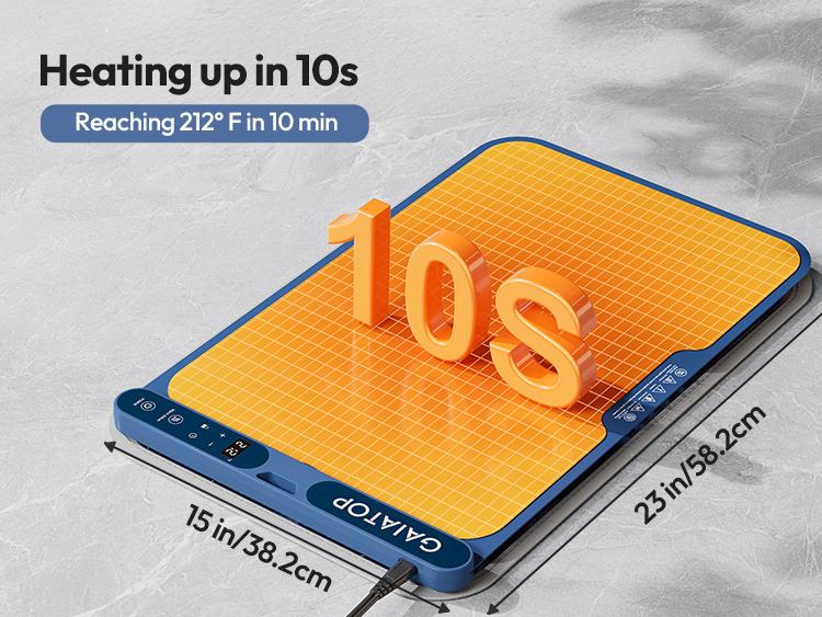 Gaiatop Fast-Heating Silicone Warming Mat - 7-Level Temp, 8-Hour Timer, Includes Heat Insulating Pad, Portable Blue Food Warmer for Parties, Home Gatherings Coasters Tableware Coasters Tableware Stainless Steel Travel