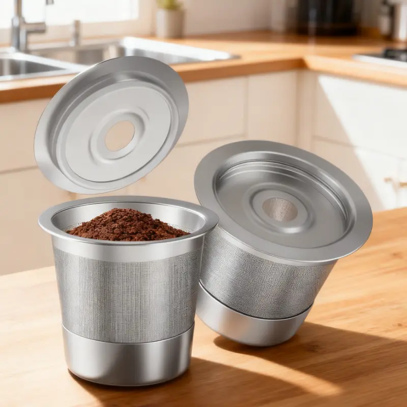 Stainless Steel Kitchenware 2-Pod Set, Refillable Design Coffee Filter for Keurig 1.0 Coffee Makers, Durable Easy-to-Clean 2 Pods for Home Use with Less Waste Brewing
