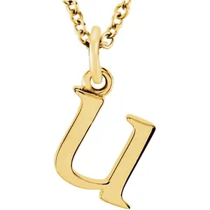 14K Gold Elegant Lowercase 'u' Initial Choker Necklace