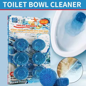 Septic-Safe Hard Water Stain Remover Toilet Tablets - 6 Tabs Blue Automatic Bowl Cleaner & Deodorizer