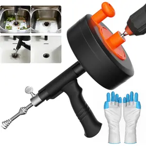 Drain Auger, 25FT Snake Drain Hair , Drill  and Manual Drain Cleaner Tool with Drill Adapter & Gloves, for Bathroom Sink, Shower Drain, Tub, Kitchen Sink, Household Plumbing