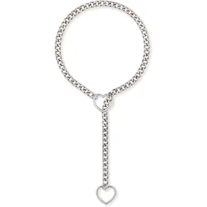 Heart O-ring Slip Chain Necklace For Women,  Punk Gothic Cuban Necklace  Adjustable Lariat Y-Necklace