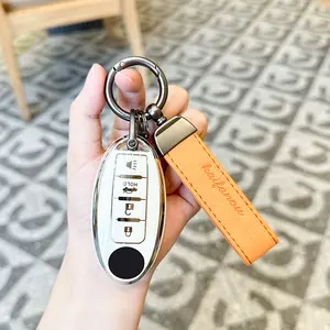 for Nissan Key Fob Cover TPU Soft Keychain Fit Nissan Altima Murano Sentra Rogue Armada Pathfinder 4 Button Smart Keys Case Protector Accessories