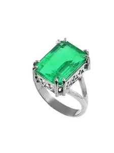 A vintage green cubic zirconia decorative art ring handmade ring, gift ring, women's ring perfect wedding gift, Vintage Rings