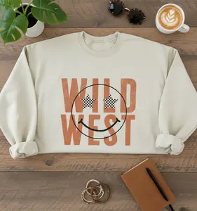 Wild West Smiley Crewneck Shirt, Wild West Rodeo Tee, Cowboy Cowgirl Sweatshirt, Western Southern Trendy, Country Hoodie