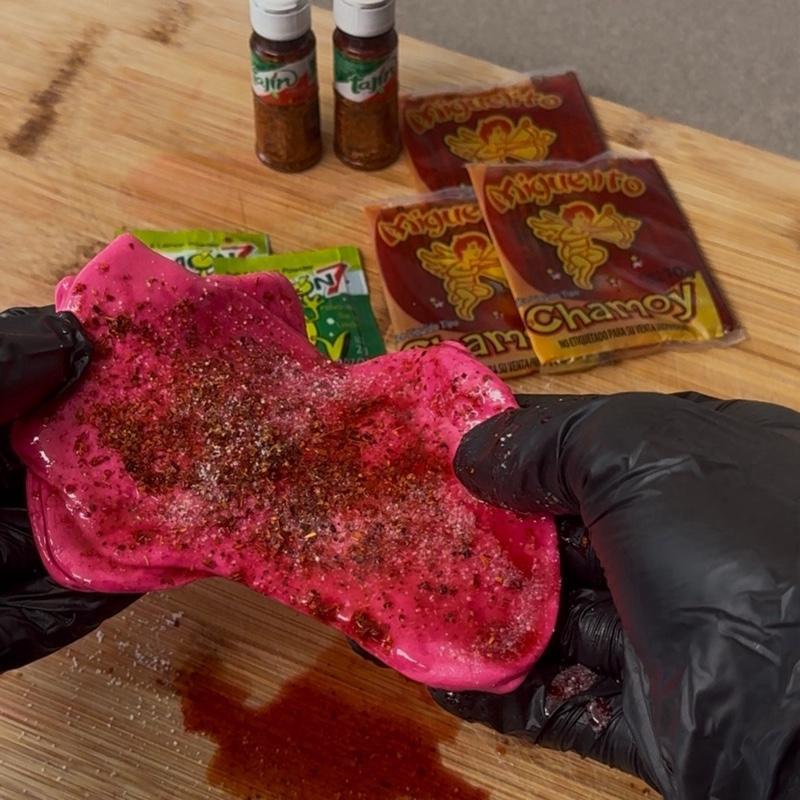 Turron Pack – 4oz Mexican Pink Candy (Vacuum Sealed) with Chamoy, Limon 7 & Tajín – Sweet & Tangy Traditional Snack Kit