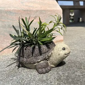 1pc Adorable Little Turtle Flower Pot Statue, Unique Resin Animal Succulent Planter Container for Beautifying Gardens And Yards, Unique Pots