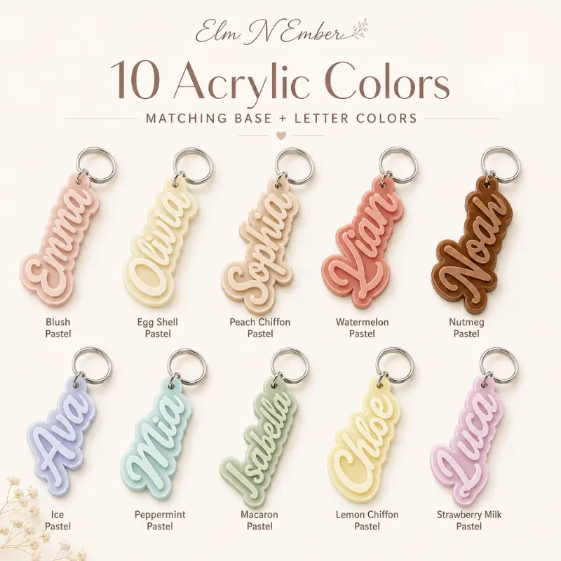 Personalized Acrylic Name Keychain, Custom Backpack Name Tag, Kids School Bag Tag, Water Bottle Name Charm, Diaper Bag Tag, Custom Gift