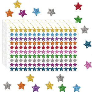 Star Shaped Sticker (10 Sheets/1500pcs), Holographic Laser Sticker, Decorative Sticker for Classroom Rewards and Behavior Charts