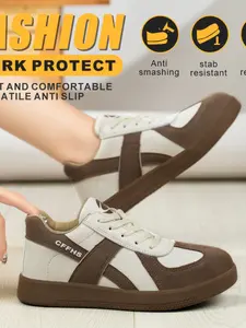 Women's Safety Work Shoes, Rotating Button, Steel Toe, Anti-Puncture, Comfortable, Breathable, Lightweight, Suitable for Construction Sites, Footwear