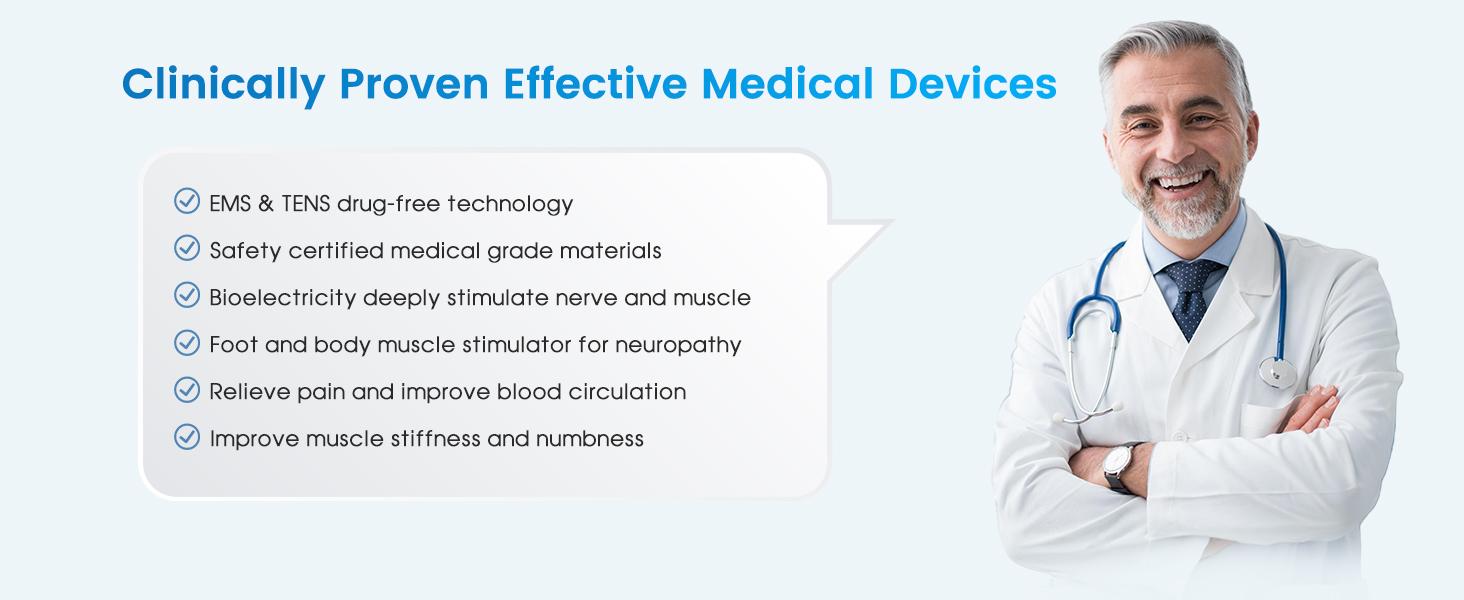 EMS Foot Massager for Neuropathy, NMES Foot Stimulator for Neuropathy Feet Nerve FSA&HSA Eligible item Electric Foot Massager for Circulation and Pain Relief with 4 TENS Unit Muscle Stimulator Pads