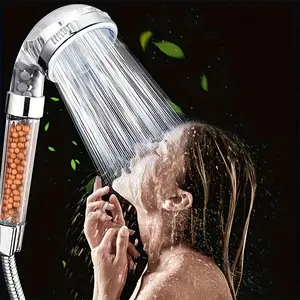 [1pc Water Saving Shower Head with Filtration] 1pc High-Pressure Water Saving Shower Head with Filtration System, Universal ABS Handheld Showerhead, 3 Adjustable Modes for Dry Skin and Hair, High Pressure Filtered Shower Head