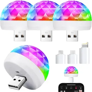USB Mini Disco Ball Light, Sound Activated Party Light for Karaoke , Stocking Stuffers for , Party Decorations Gifts Favor for Birthday Halloween Christmas (4 Packs)