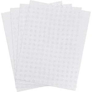 4pcs Plastic Mesh Canvas 13.6x10.4 Inch 10 CT Sheets for Embroidery Cross Stitch Crafts DIY Crochet Projects White