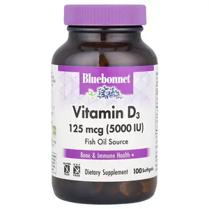 Bluebonnet Nutrition Vitamin D3, 125 mcg (5,000 IU), 100 Softgels