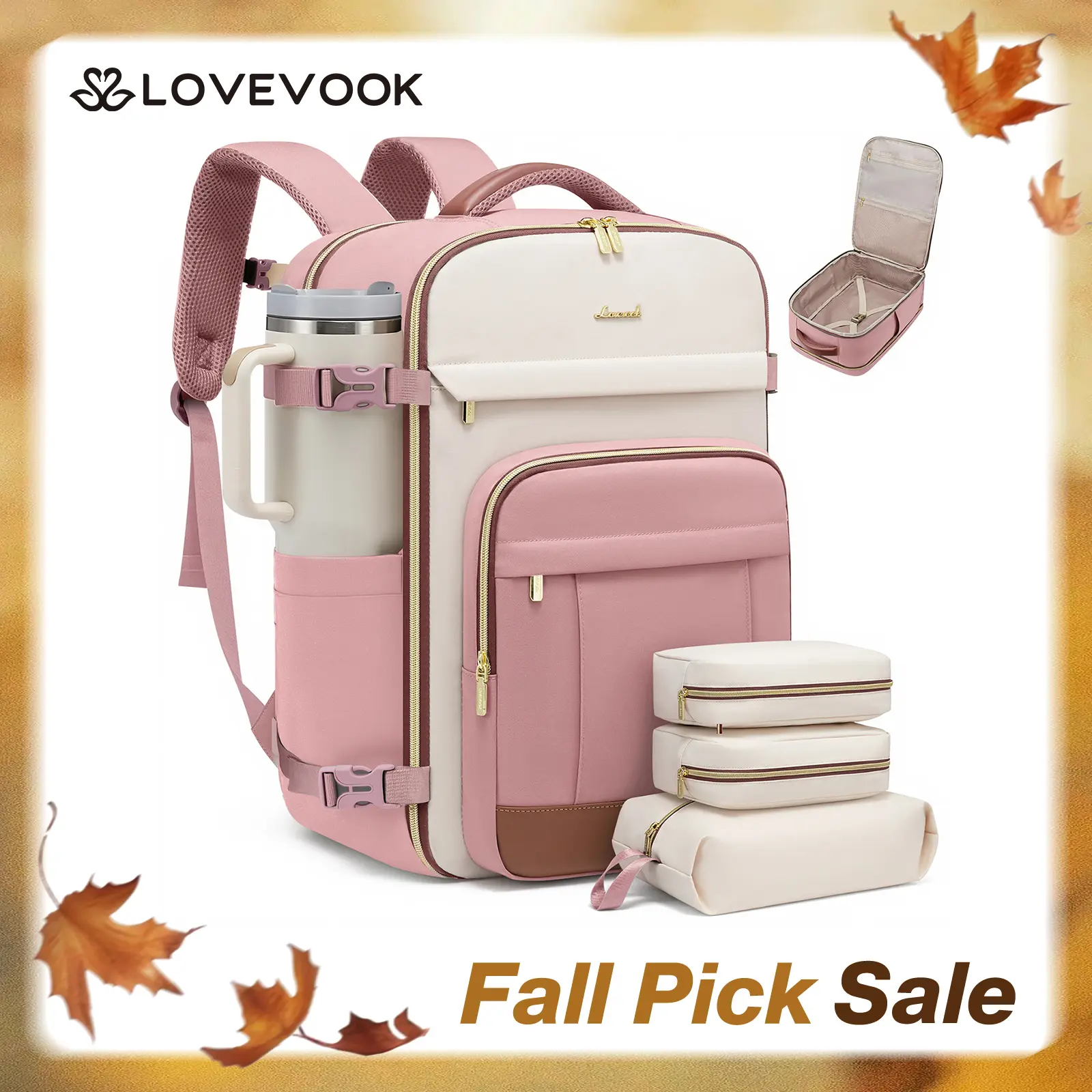 LOVEVOOK 40L & 50L Travel Backpack for Women & Men - 17.3 Inch Carry On Backpack & Personal Item Backpack for Airlines, Spacious and Durable Design, with 3 Packing Cubes