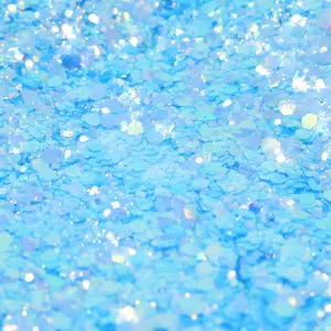 Decadent Sapphire Soft Sky Blue Glitter with Hexagonal Flakes Iridescent Finish 2 oz for DIY Nail Art