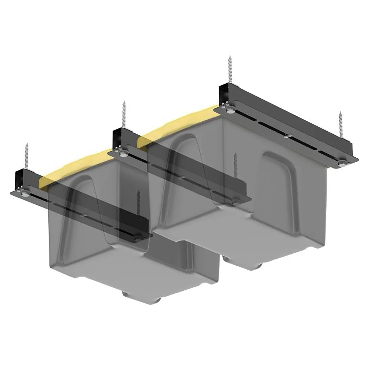 Overhead Garage Storage Rack Ceiling Mount Rails, Heavy Duty Storage Bin Holder for Plastic Totes, Space Saving Garage Ceiling Storage Organizer for Workshop Basement