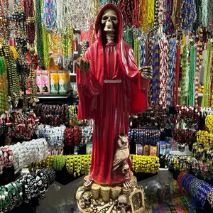Big Red Santa Muerte Statue