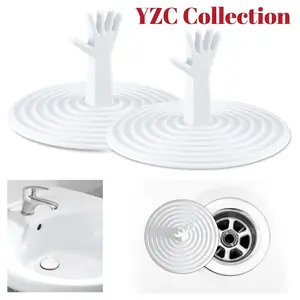 YZC Tub Stopper Bathtub Drain Cover 2PCS Shower Drain Round Sink Stoppers Flat Suction Sink Stopper Silicone Drain Plug for Kitchen,Bathroom Hand Set bathroom  gadgets