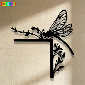 1pc Romantic Dragonfly with Thistle Metal Wall Art, Romantic Dragonfly with Thistle Statue Mural, Iron Craft, Perfect for Living Room, Garden, Indoor/Outdoor Decor, Artistic Metalwork, Intricate Craftsmanship, Christmas Decor, Ideal Gift for Nature Lovers